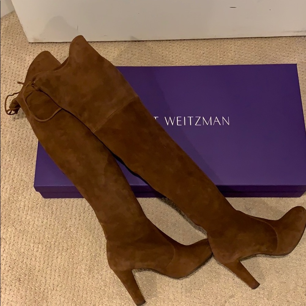 Stuart Weitzman Highland Boot Walnut Suede 8.5
